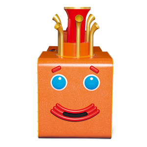 an orange box with speakers, Tubby Custard Ride