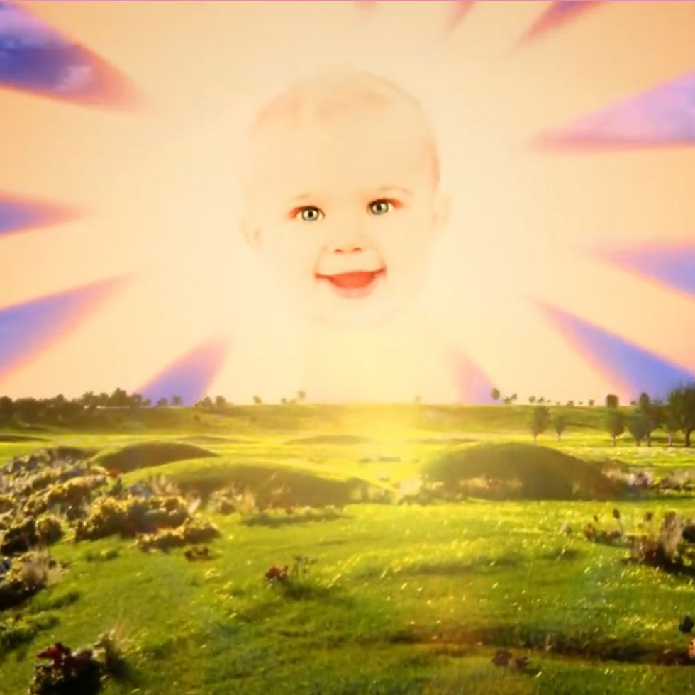 A bright sun, with a baby's face on it - meet the Teletubbies Sun Baby